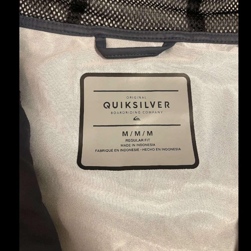 Quiksilver Men Windbreaker Rain Jacket Packable Pocket Charcoal Grey Sz Med